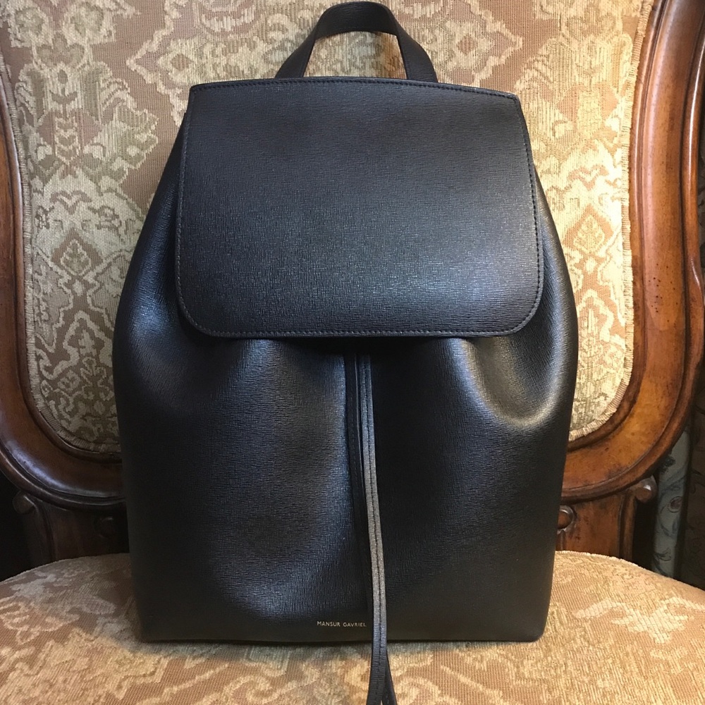 Mansur Gavriel Black Saffiano Leather Backpack